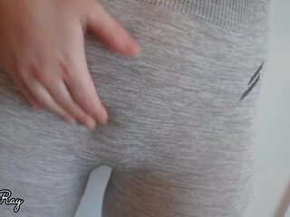 Cumming in her kathok and yoga pants pull them up: adult video b1