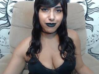 Latina Goth Pulls out Huge Tits with Large Dark Areolas